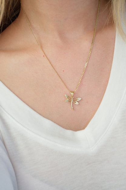 Dragonfly Pendant — Gold — edited real-life photo