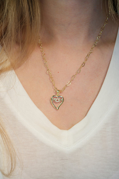 Mom Heart Pendant — Gold — edited real-life photo