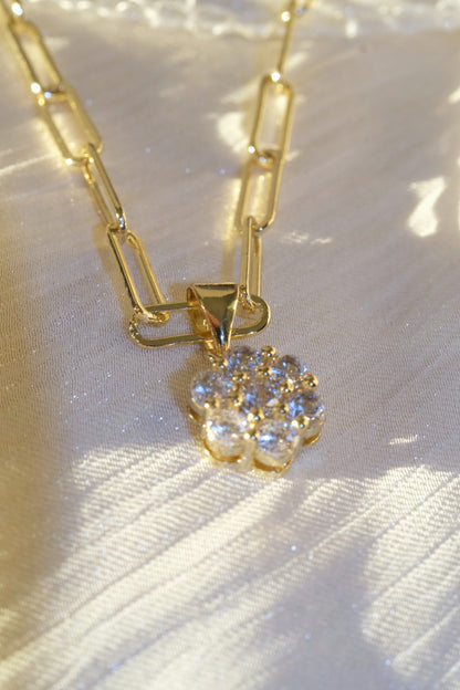 Flower Cluster Pendant — Gold — edited real-life photo