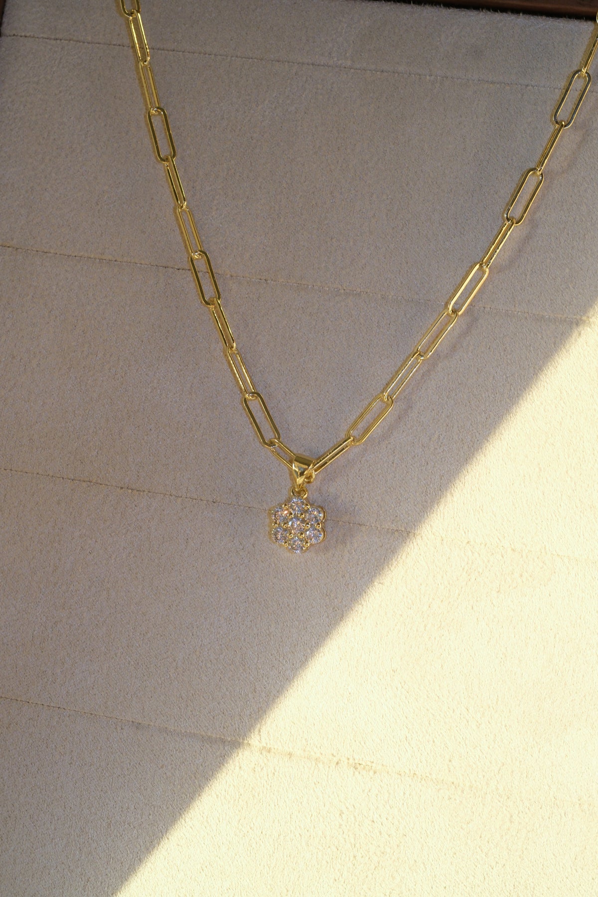Flower Cluster Pendant — Gold — edited real-life photo