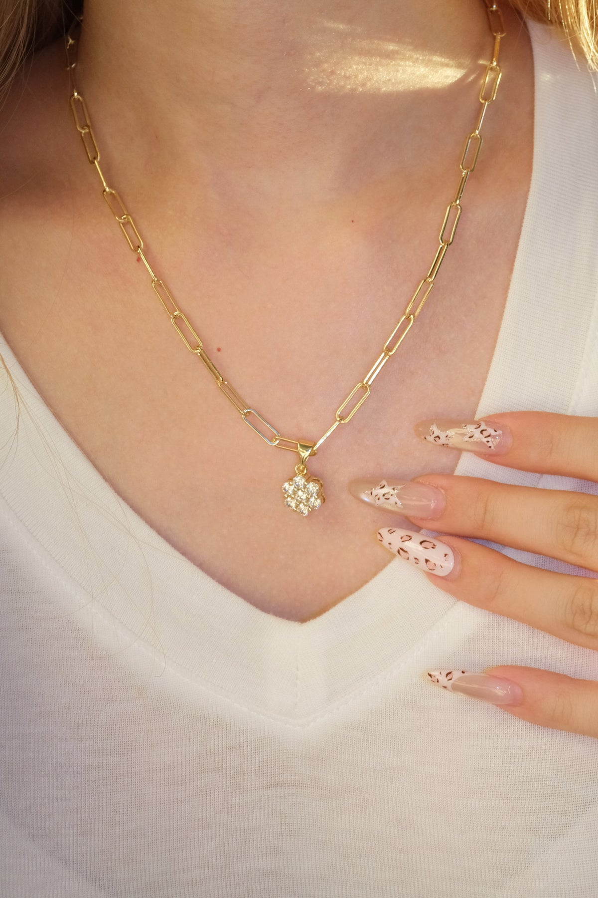 Flower Cluster Pendant — Gold — edited real-life photo