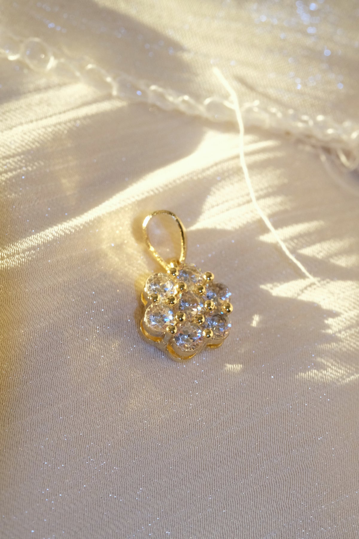 Flower Cluster Pendant — Gold — edited real-life photo
