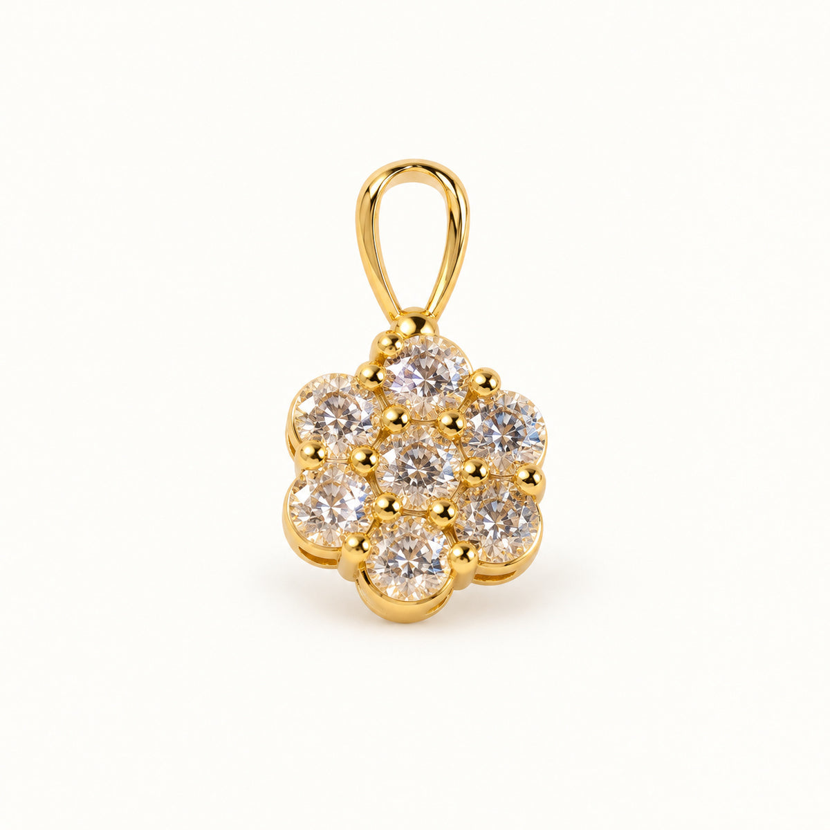 Flower Cluster Pendant — Gold — white background