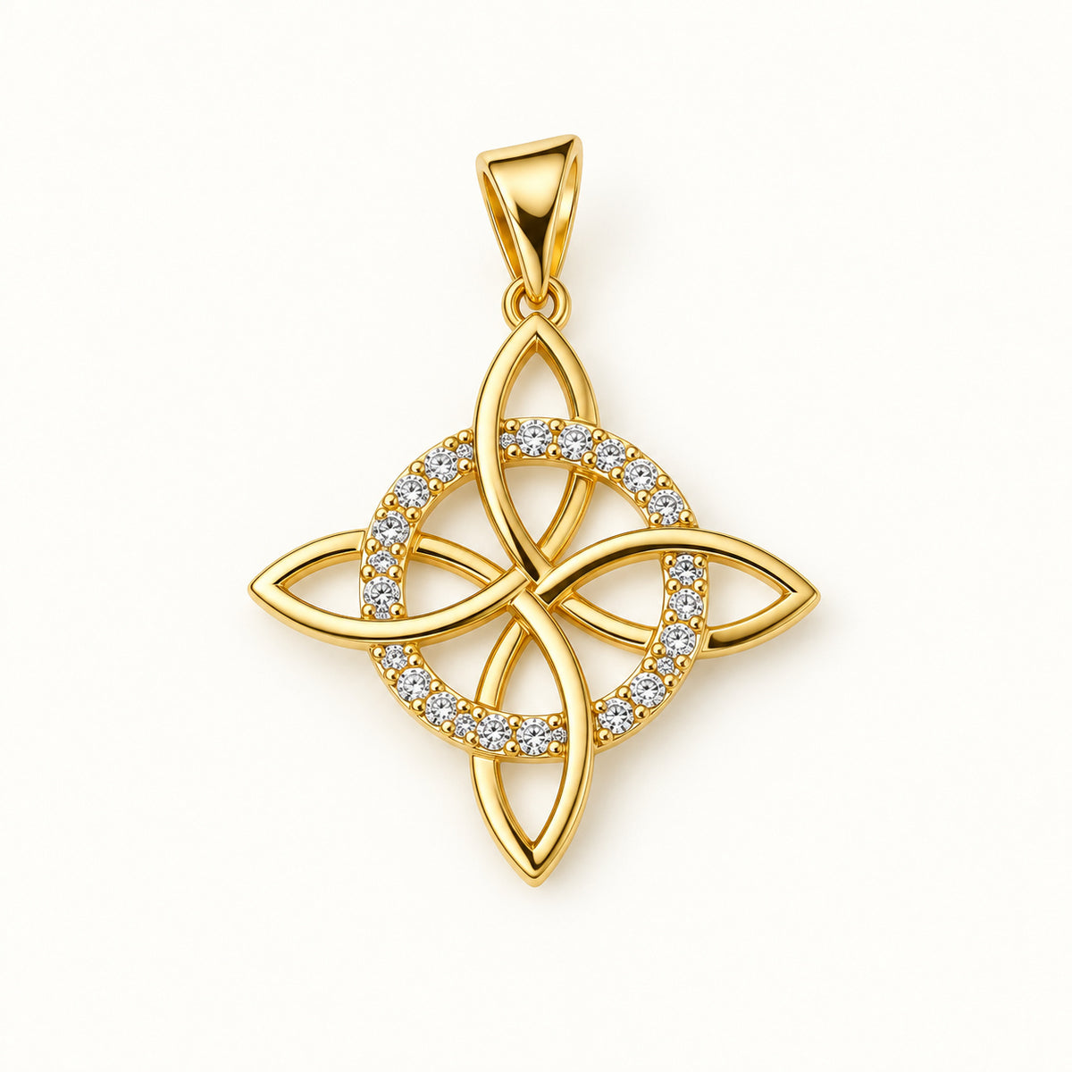 Four Point Flower Pendant — Gold — white background