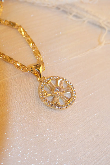 Openwork Round Pendant — Gold — edited real-life photo