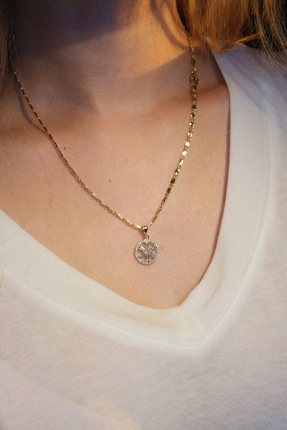 Openwork Round Pendant — Gold — edited real-life photo