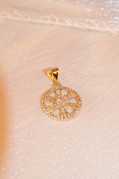 Openwork Round Pendant — Gold — edited real-life photo