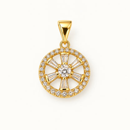 Openwork Round Pendant — Gold — white background