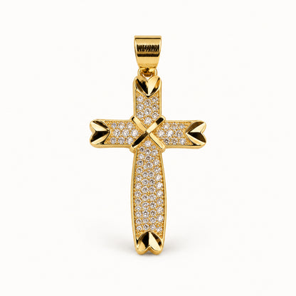 Shield Cross Pendant — Gold — white background