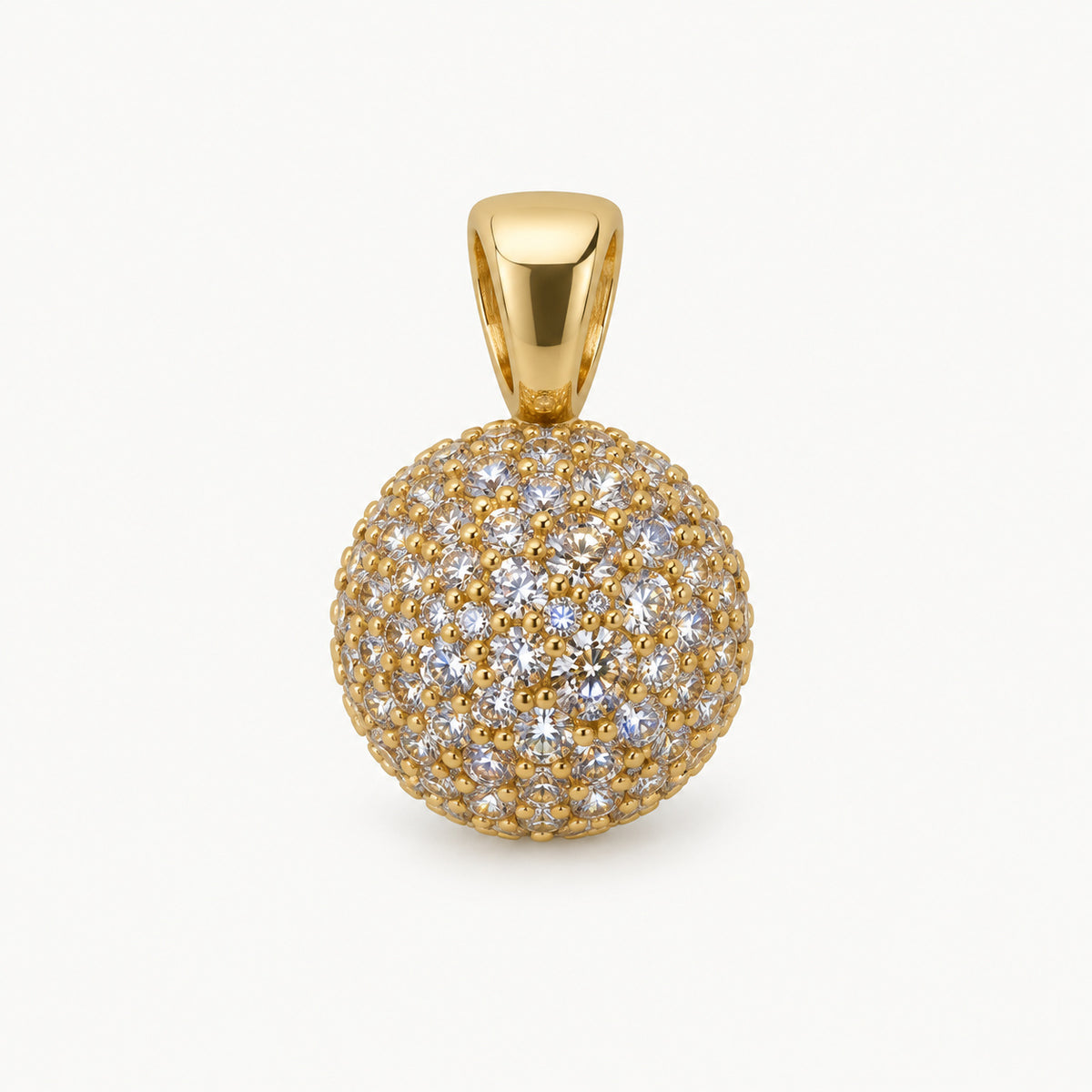 Round Pave Disc Pendant — Gold — white background