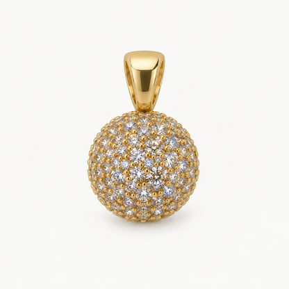 Round Pave Disc Pendant — Gold — white background