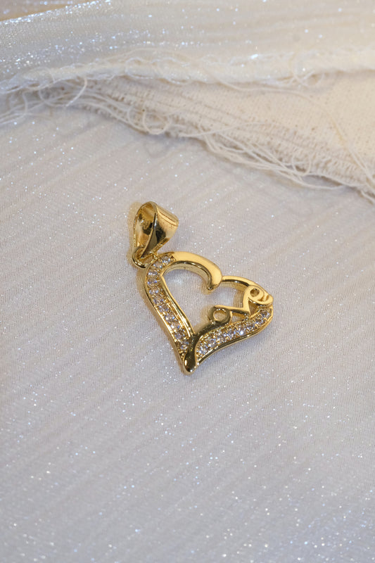 Love Heart CZ Pendant — Gold — edited real-life photo