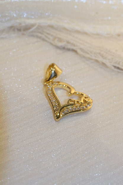 Love Heart CZ Pendant — Gold — edited real-life photo