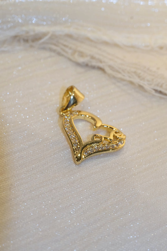 Love Heart CZ Pendant — Gold — edited real-life photo