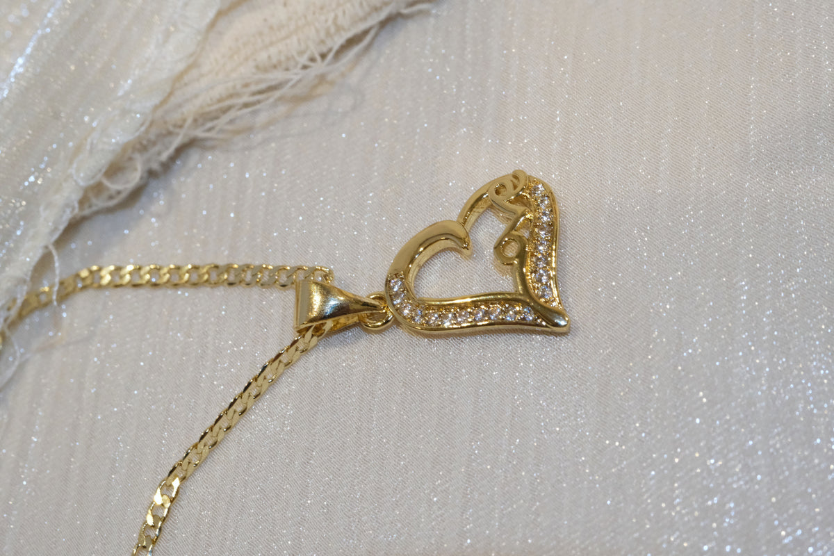 Love Heart CZ Pendant — Gold — edited real-life photo