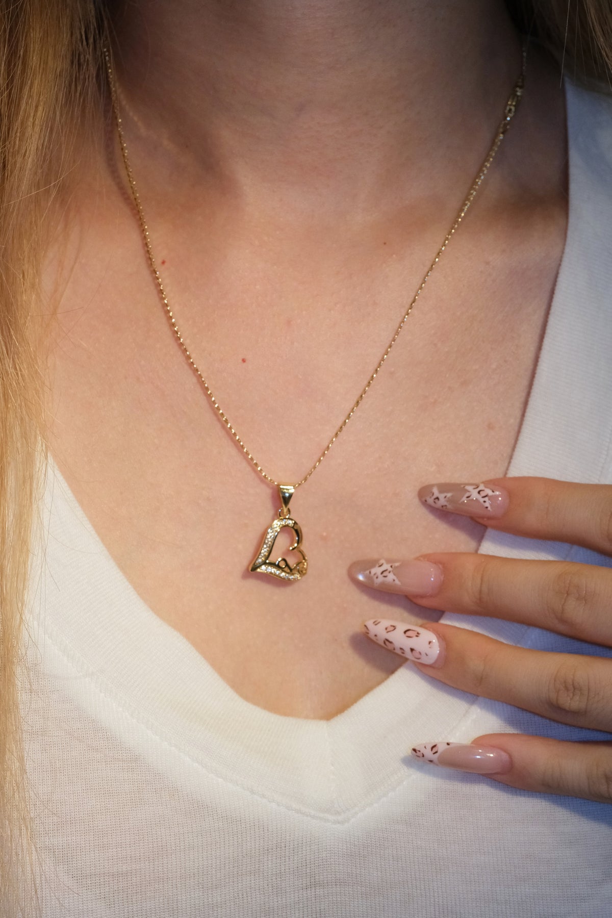 Love Heart CZ Pendant — Gold — edited real-life photo