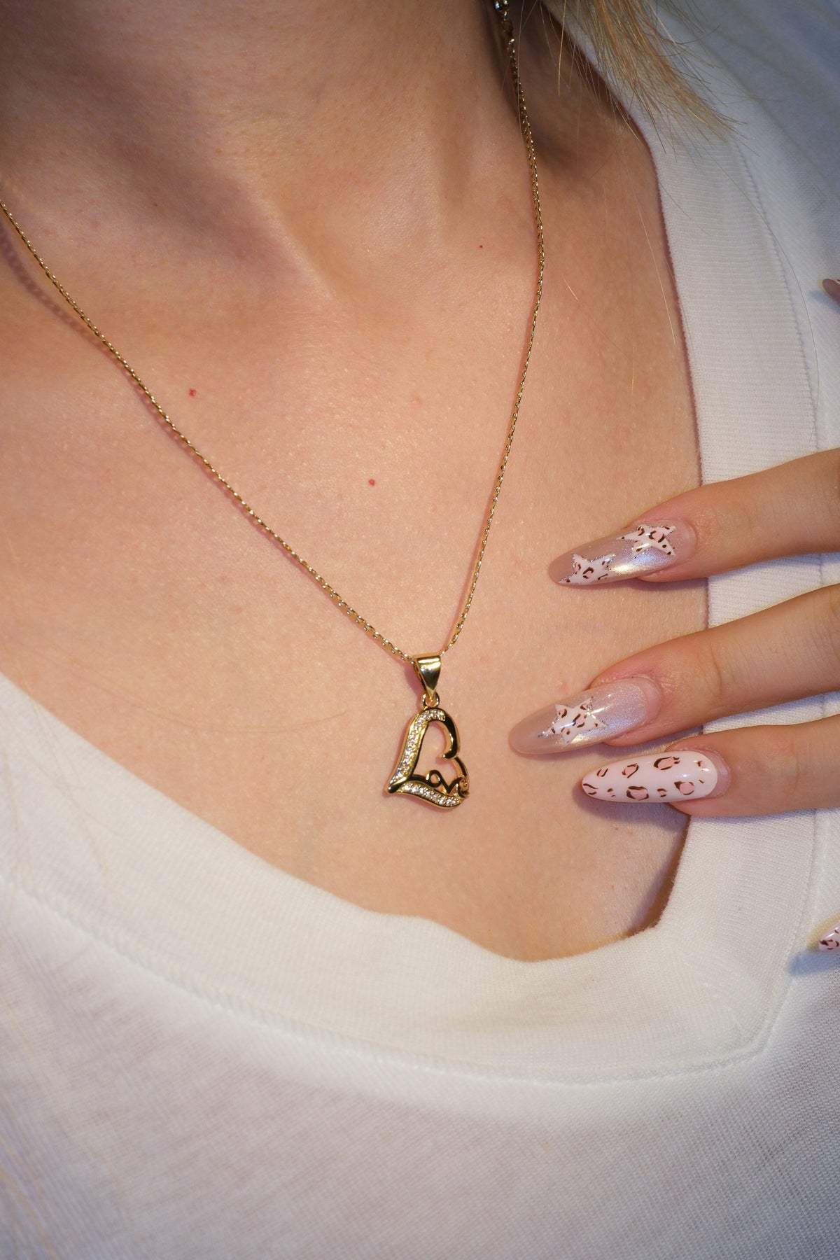 Love Heart CZ Pendant — Gold — edited real-life photo