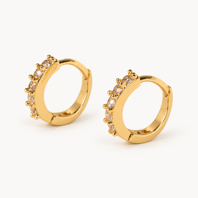 Prong Set Sparkle Hoops — Gold