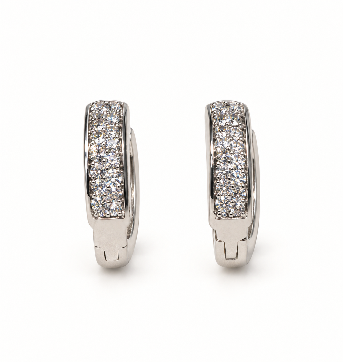 Pave Band Hoop Earrings — Silver — product photo