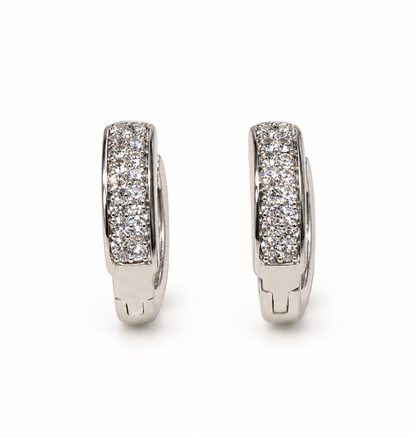 Pave Band Hoop Earrings — Silver — product photo