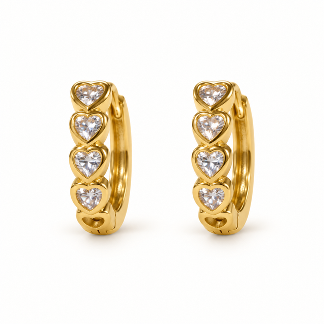 Heart Bezel Hoops — Gold