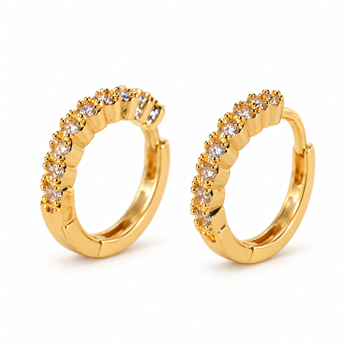 Scalloped Sparkle Hoop Earrings — Gold — product photo