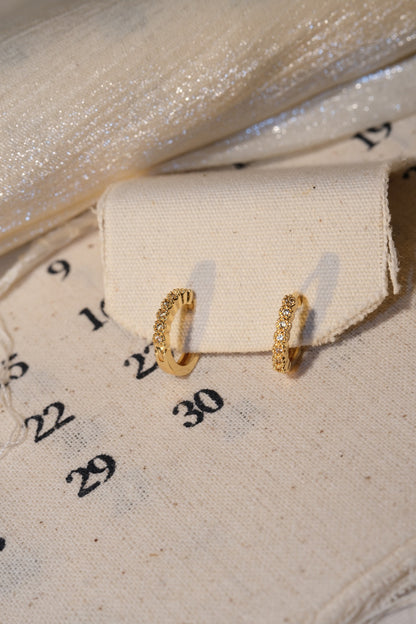 Scalloped Sparkle Hoop Earrings — Gold — real-life photo