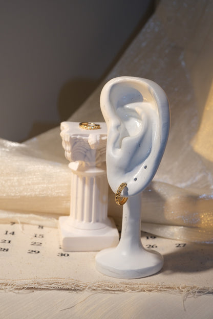Scalloped Sparkle Hoop Earrings — Gold — real-life photo