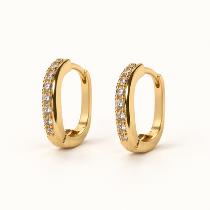 Elongated CZ Hoop Earrings — Gold — product photo