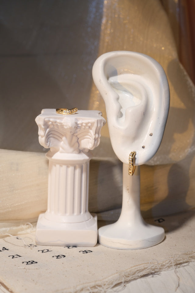Long Sparkle Hoops — Gold