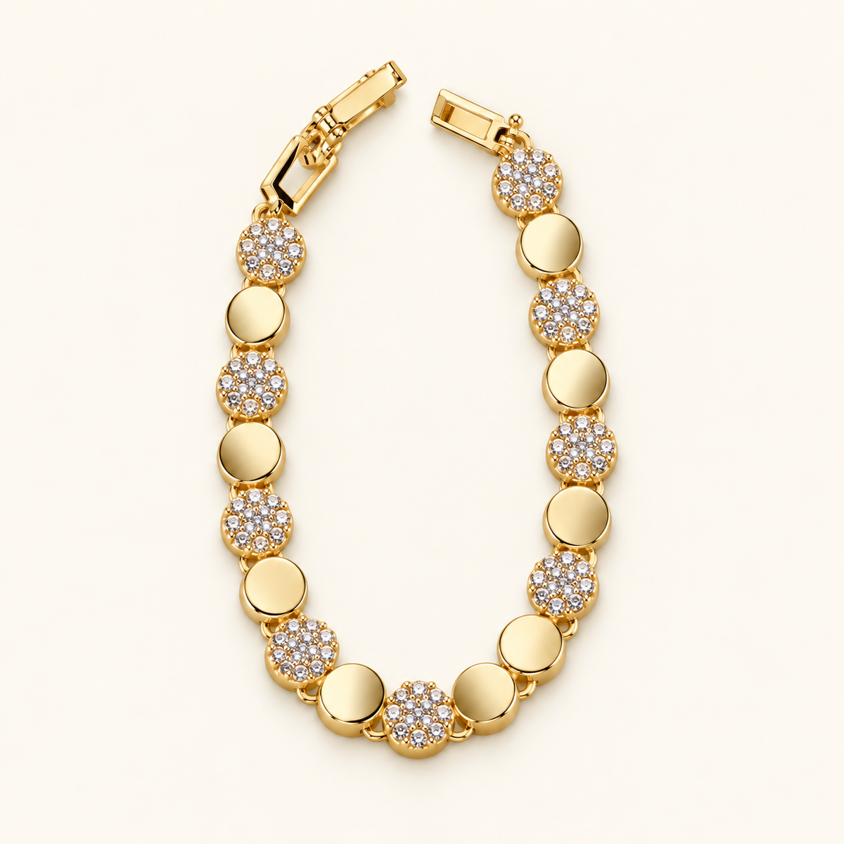 Sol Round Disc Bracelet — Gold Tone — white background product photo