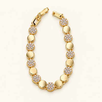 Sol Round Disc Bracelet — Gold Tone — white background product photo