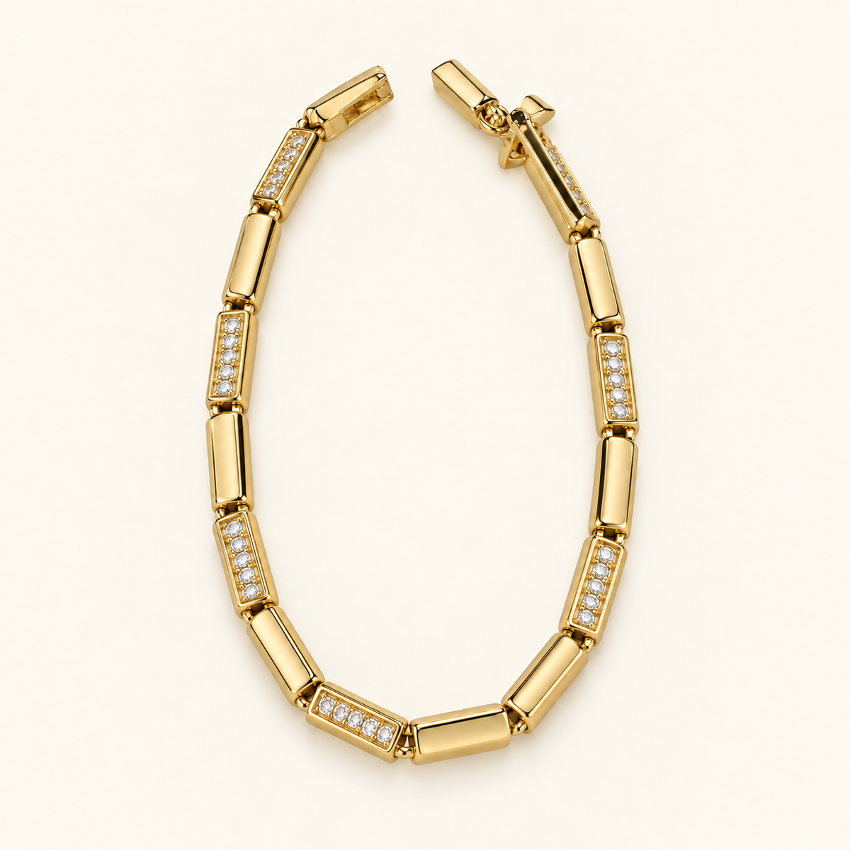 Linea Rectangular Bar Bracelet — Gold Tone — white background product photo