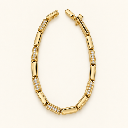 Linea Rectangular Bar Bracelet — Gold Tone — white background product photo
