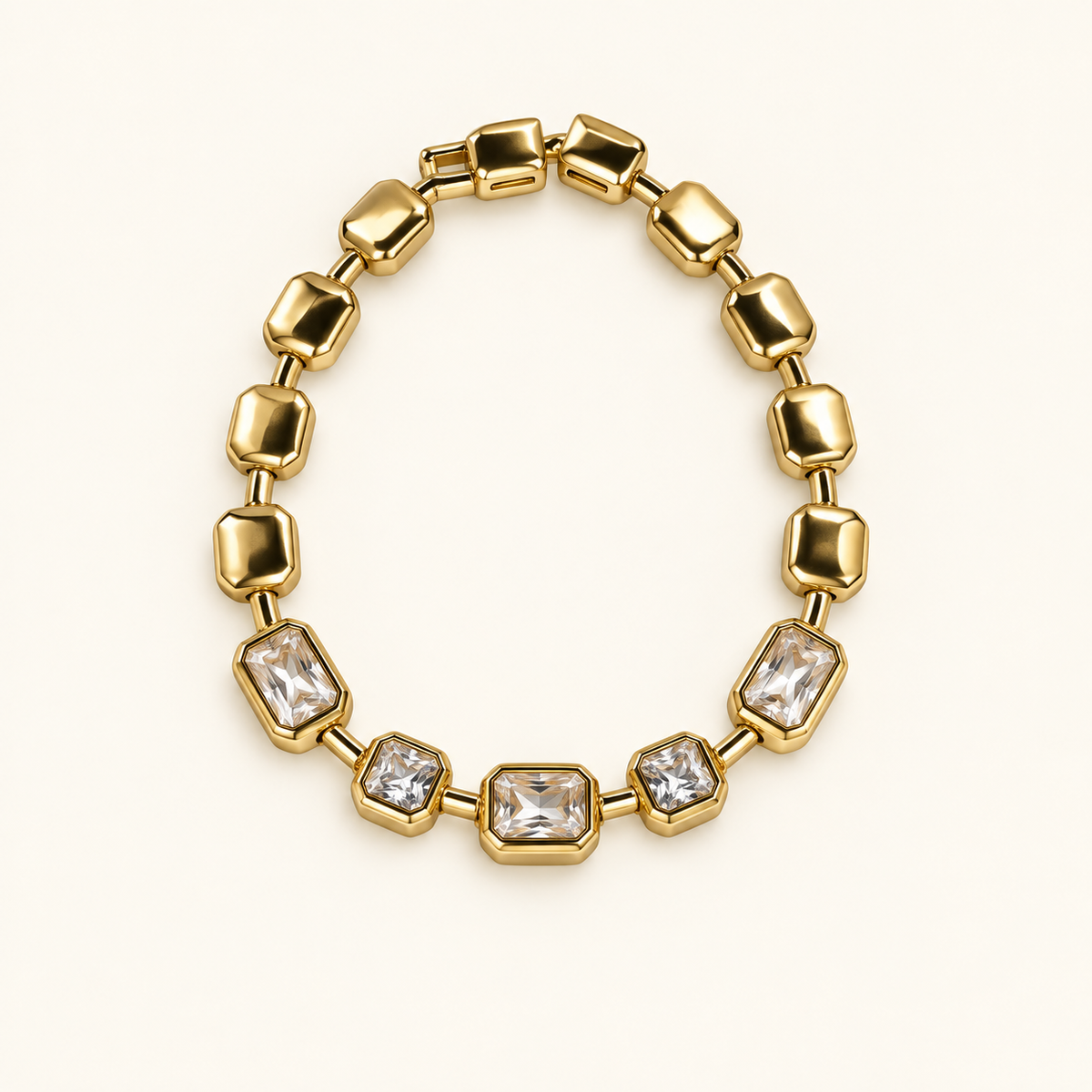 Orbit Bezel-Set Stone Bracelet — Gold Tone — white background product photo