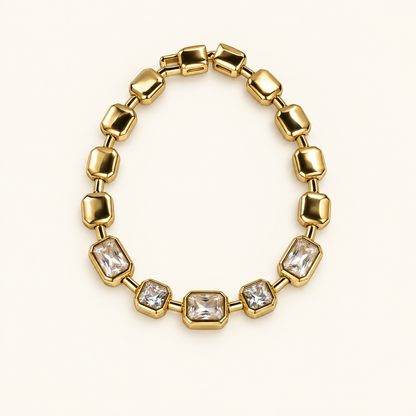 Orbit Bezel-Set Stone Bracelet — Gold Tone — white background product photo