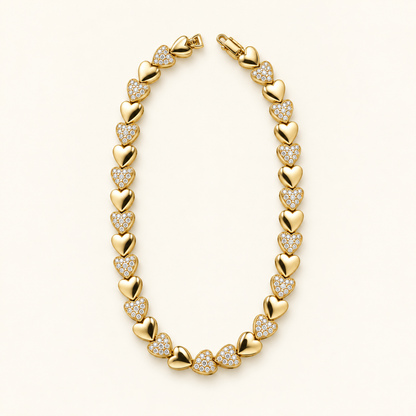 Sweetheart Heart Link Bracelet — Gold Tone — white background product photo