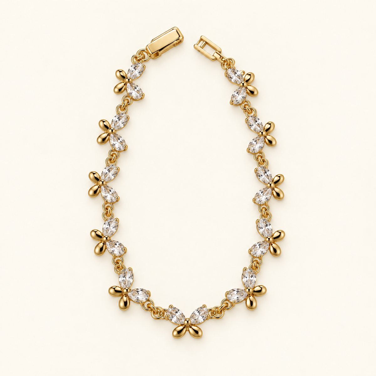 Flutter Butterfly CZ Bracelet — Gold Tone — white background product photo