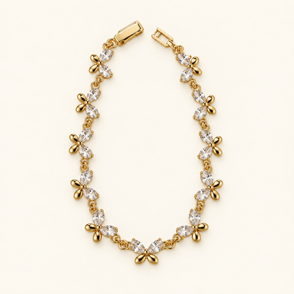 Flutter Butterfly CZ Bracelet — Gold Tone — white background product photo