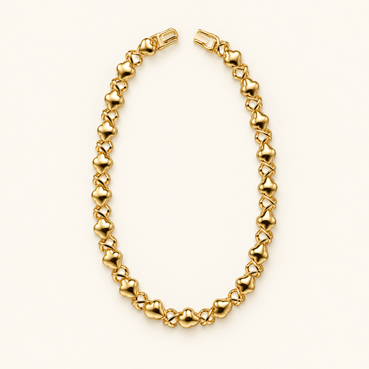 Amour Heart & Crossover Link Bracelet — Gold Tone — white background product photo