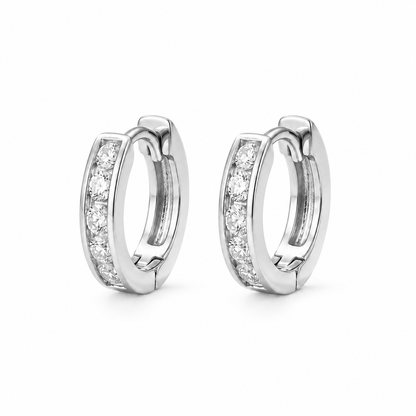 Linea Five-Stone Channel CZ Huggie Hoops — white background product photo