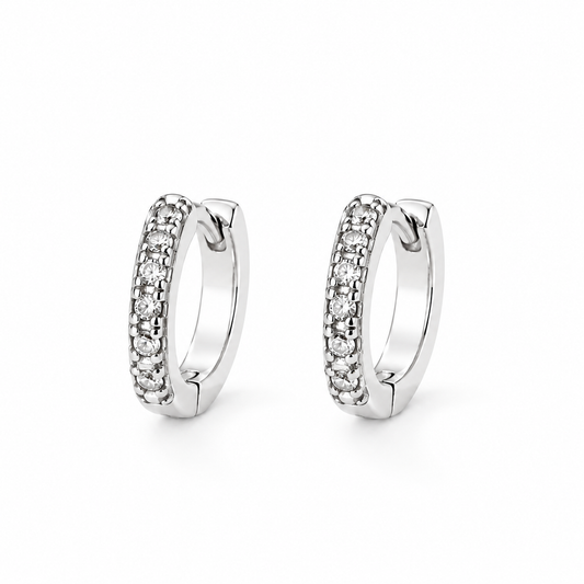 Glint Pavé CZ Huggie Hoops — white background product photo