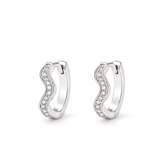 Tide Wave Huggie Hoops — white background product photo