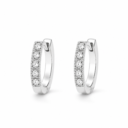 Stella Five-Stone Pavé CZ Huggie Hoops — white background product photo