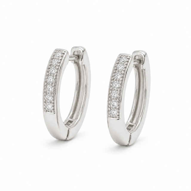 Oval Pavé CZ Huggie Earrings