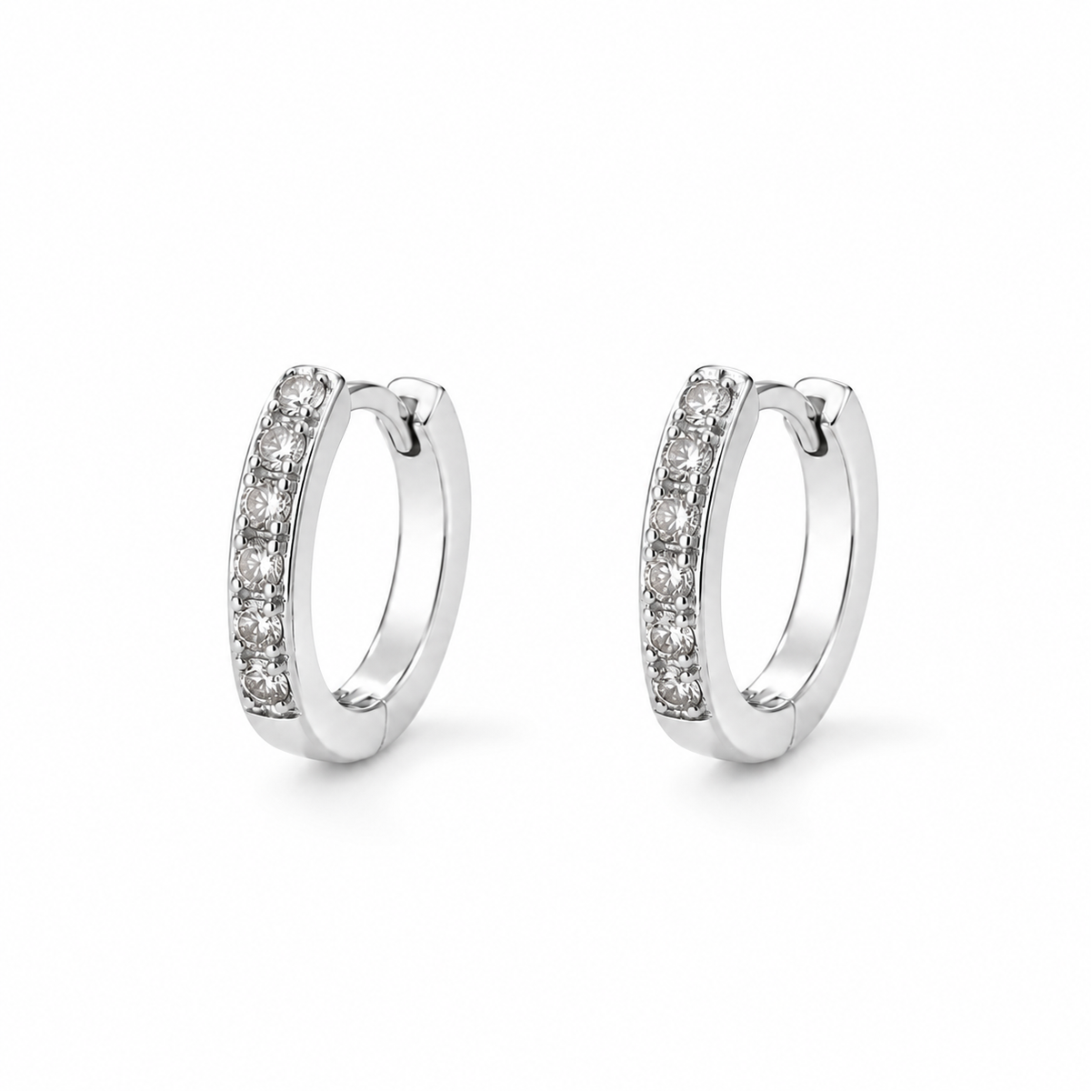 Gleam Pavé CZ Huggie Hoops — white background product photo