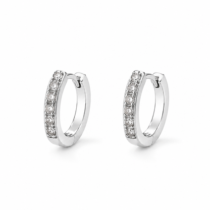 Gleam Pavé CZ Huggie Hoops — white background product photo