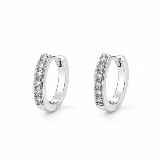 Gleam Pavé CZ Huggie Hoops — white background product photo