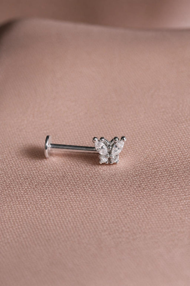 Butterfly CZ Flat Back Cartilage Stud