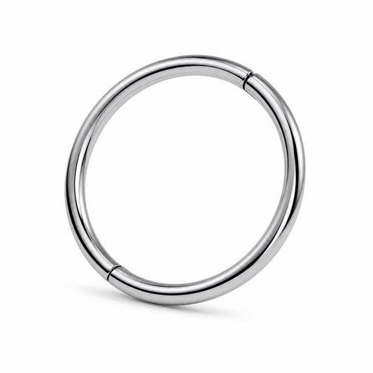 Silver Plain Hinged Hoop Earring, Stainless Steel Clicker Ring, Minimal Ear Piercing